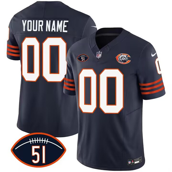 Men's Chicago Bears Active Player Custom 2023 F.U.S.E. Navy Dick Butkus Patch Throwback Limited Stitched Football Jersey Men's Chicago Bears Active Player Custom 2023 F.U.S.E. Navy Dick Butkus Patch Throwback Limited Stitched Football Jersey